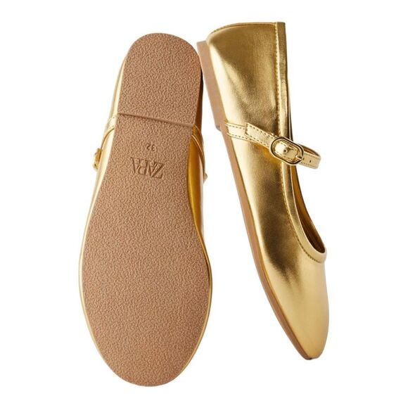 ZARA Kids | Gold | METALLIC BALLET FLATS - Picture 4 of 7